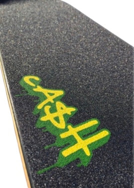 Lija para skate grano clasico, logo CASH para tabla de skate, microperforada