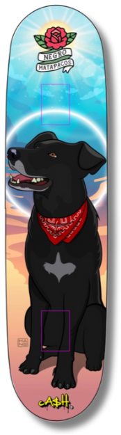 "MATAPACOS AL CIELO" Tabla de skate Cash con lija cashskate.