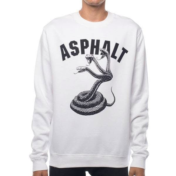 Poleron blanco Skate Asphalt SNAKE, de colección, Oversize, L, street wear.