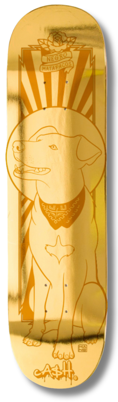 "MATAPACOS GOLDEN" Tabla de skate Cash con lija cashskate.