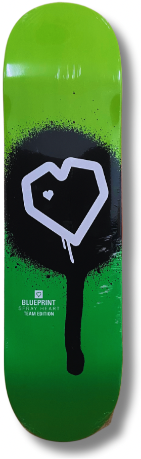 Tabla de skate Blueprint con lija cashskate "Spray Heart GREEN"