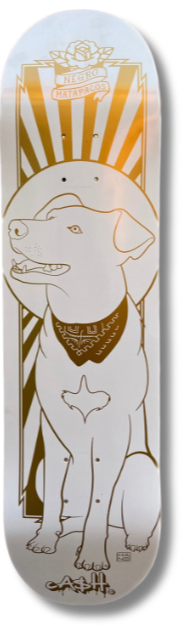 "MATAPACOS WHITE GOLD" Tabla de skate Cash con lija cashskate.