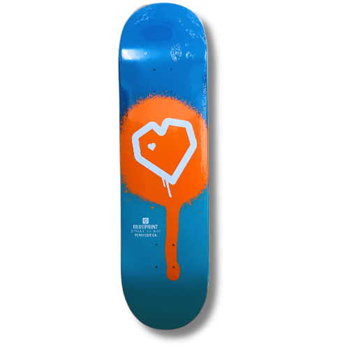 8,5” Blueprint orange “SPRAY HEART” Tabla de skate con lija.