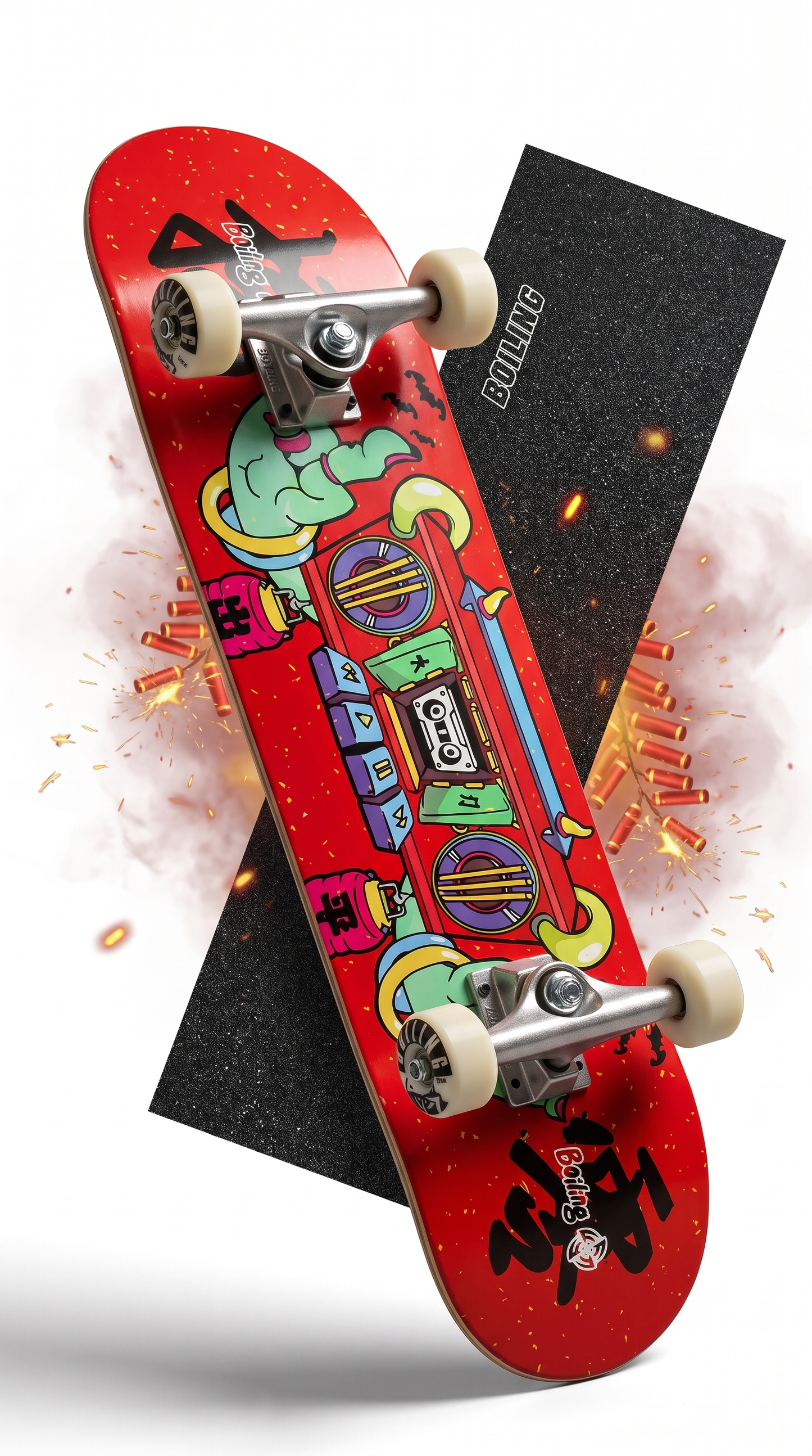 Skate completo Boiling Bass Dragon 8.0 tabla y lija