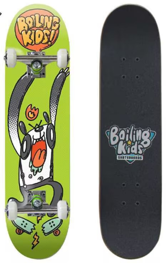 Skate completo Boiling Kids 7.25 Monstruo Verde, tabla y gráfico