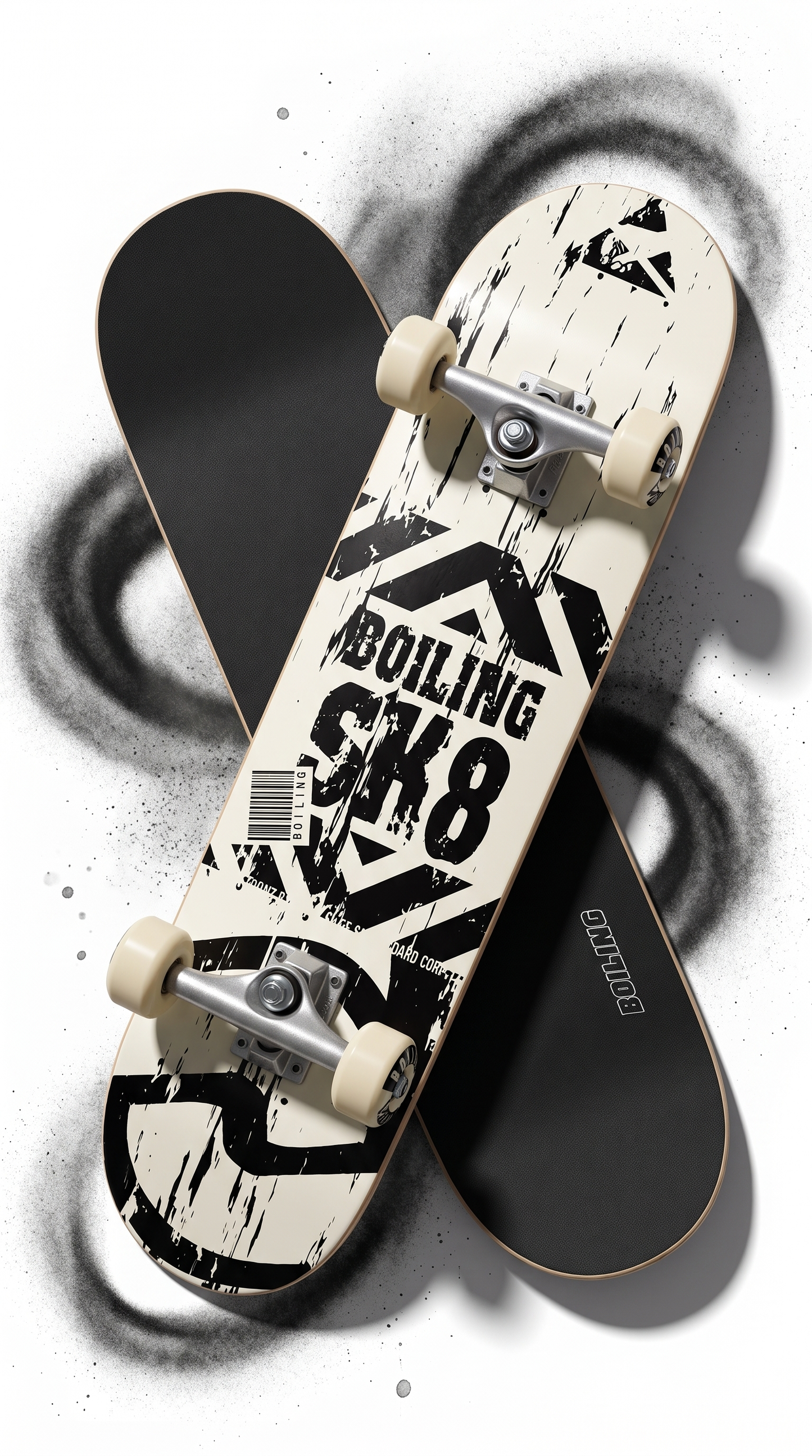 Skate completo Boiling SK8 White 8.0 tabla y lija