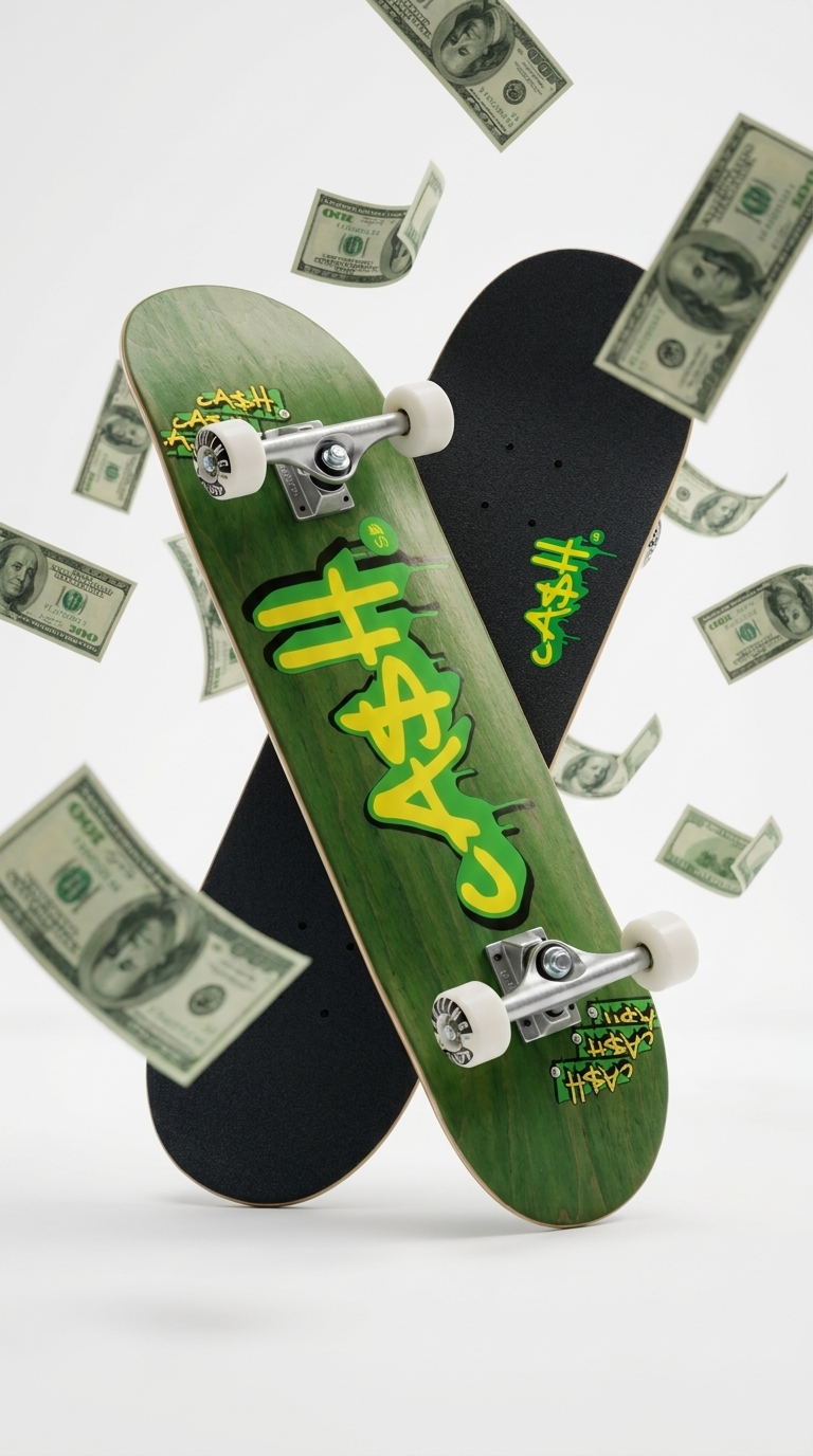Skate Completo CASH Tag Verde 8.125 con setup Boiling