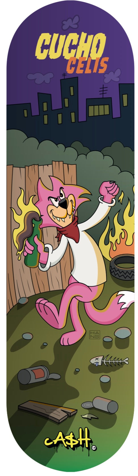 8,5"Pro Cucho Celis" Tabla de skate Cash con lija cashskate.