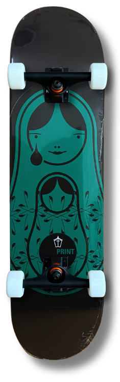 "Babushka GREEN" Setup Pro Real, Marca Europea + USA, Tabla Skate completo! Ruedas Conicas