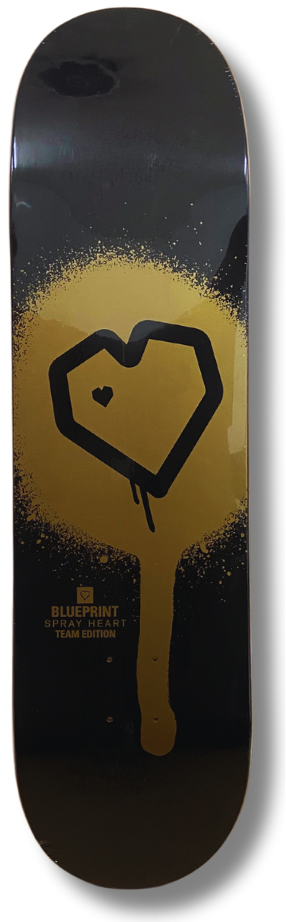 Tabla de skate Blueprint "Spray Heart Gold" con lija Cashskate.