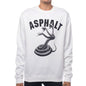 Poleron blanco Skate Asphalt SNAKE,  de colección, Oversize, L, street wear.