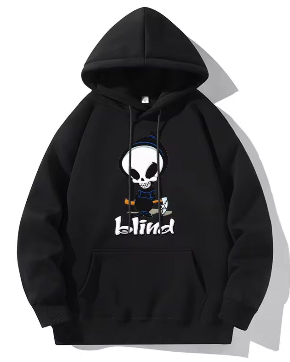 Polerón negro Hombre capucha
, XL BLIND, Oversize, street wear.
