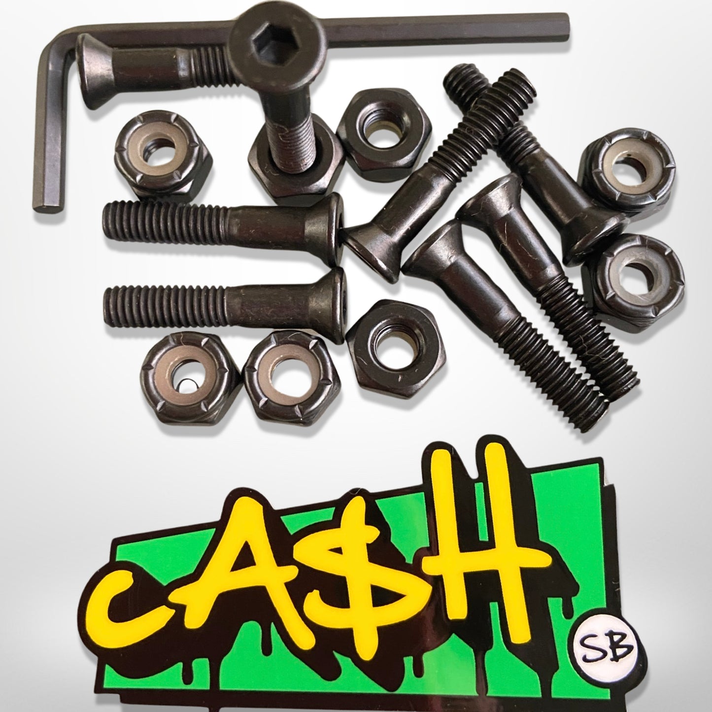 Colores distintos! Pernos de skate, cruz o allen con llave, mas sticker cash.