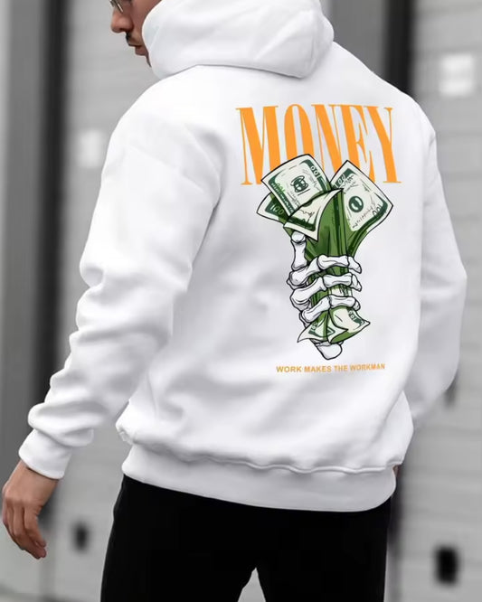Polerón blanco Hombre capucha
, XL MONEY, Oversize, street wear.