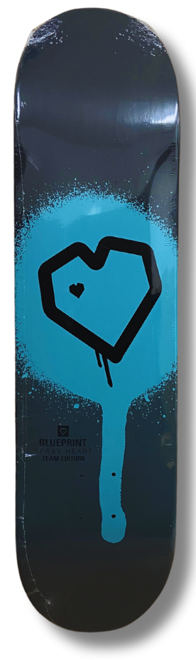 "Spray Heart GREY" Tabla de skate Blueprint con lija cashskate.