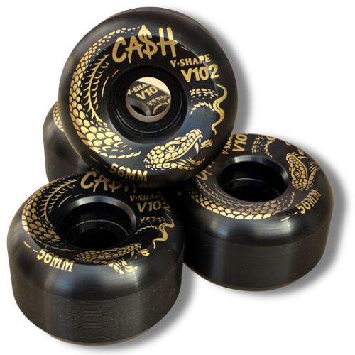 🖤🐍 Set 4 Ruedas CASHSKATE Golden Black 56mm – Snake Edition | Nueva Fórmula + Shape V102 Street