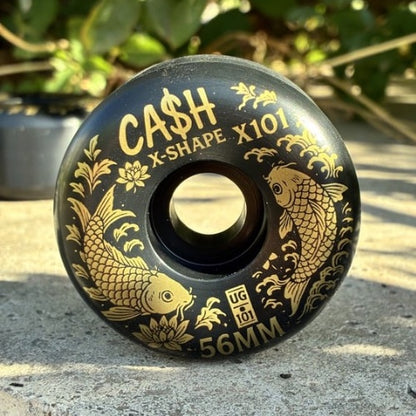 ⚫🟡 Set 4 Ruedas CASHSKATE KOI 56mm – Gold Series | Nueva Fórmula X101 Equilibradas!