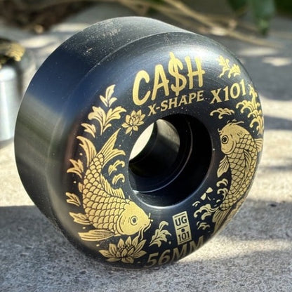 ⚫🟡 Set 4 Ruedas CASHSKATE KOI 56mm – Gold Series | Nueva Fórmula X101 Equilibradas!