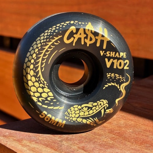 🖤🐍 Set 4 Ruedas CASHSKATE Golden Black 56mm – Snake Edition | Nueva Fórmula + Shape V102 Street