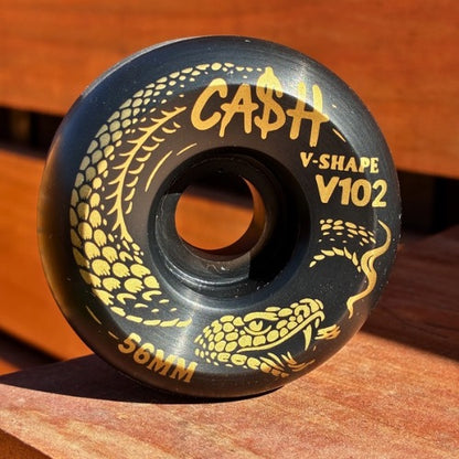 🖤🐍 Set 4 Ruedas CASHSKATE Golden Black 56mm – Snake Edition | Nueva Fórmula + Shape V102 Street