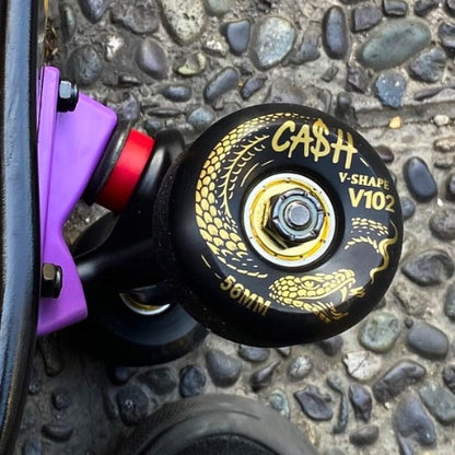 🖤🐍 Set 4 Ruedas CASHSKATE Golden Black 56mm – Snake Edition | Nueva Fórmula + Shape V102 Street