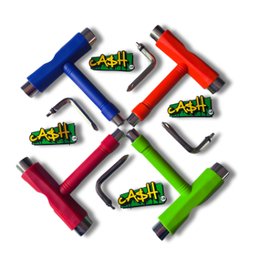 Herramienta de skate T portatil, colores, con sticker cash, Todo en uno!