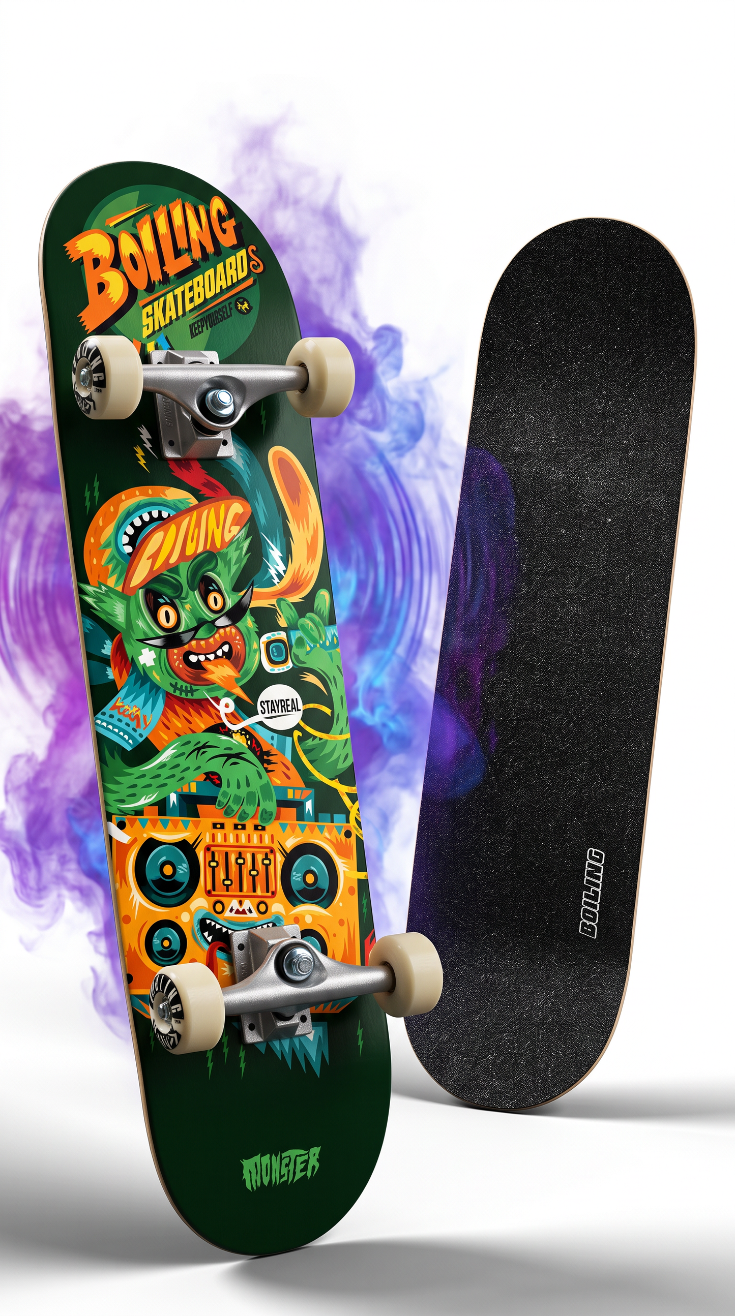 Skate completo Boiling DJ Monster 8.0 tabla y lija