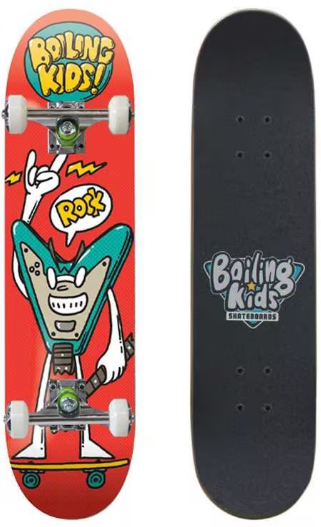 Skate completo Boiling Kids 7.25 Rocker, tabla y gráfico
