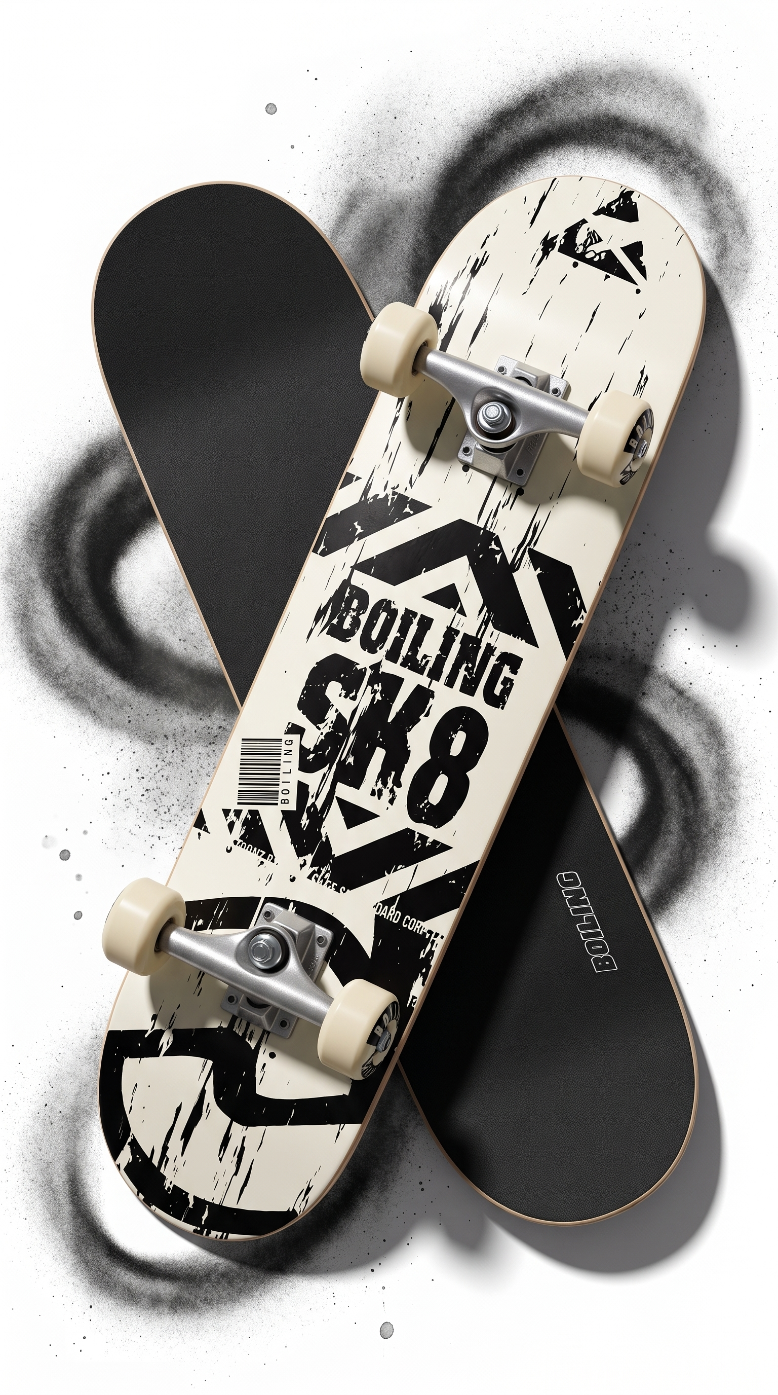 Skate completo Boiling SK8 White 8.0 tabla y lija