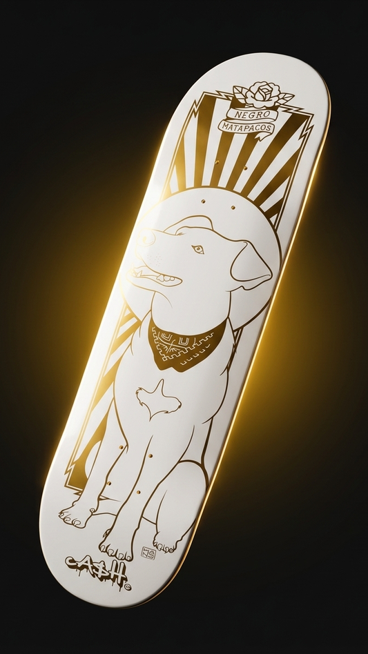 Tabla de skate CASH Matapacos White Gold, formato 9:16