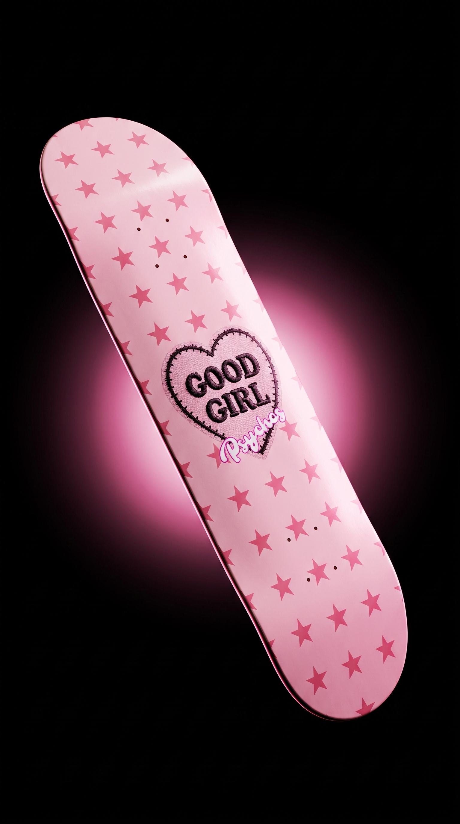 Skate completo Psychos Corazón Negro y Rosa 8.1" gráfico good girl
