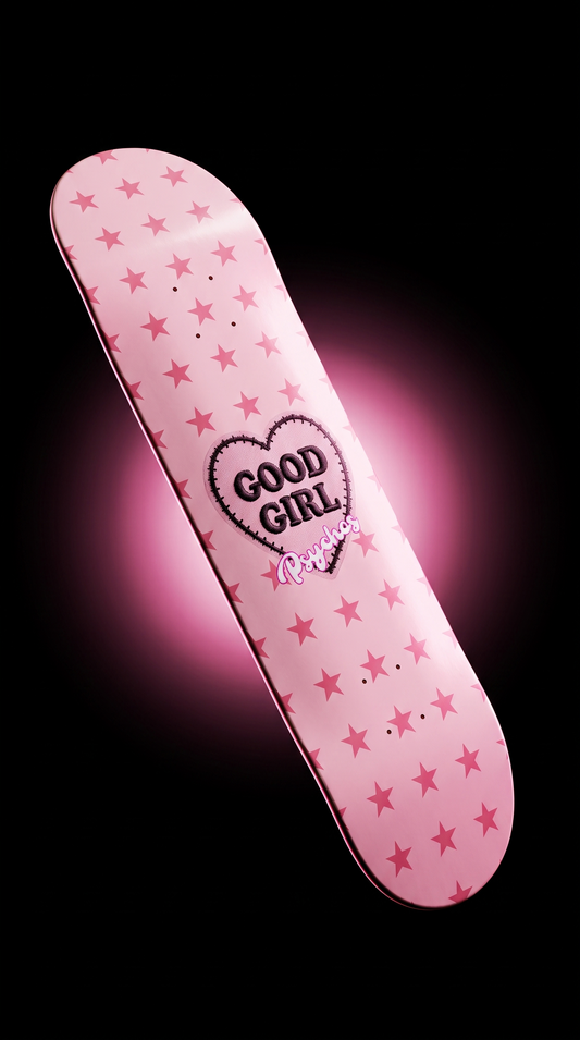 Skate completo Psychos Corazón Negro y Rosa 8.1" gráfico good girl
