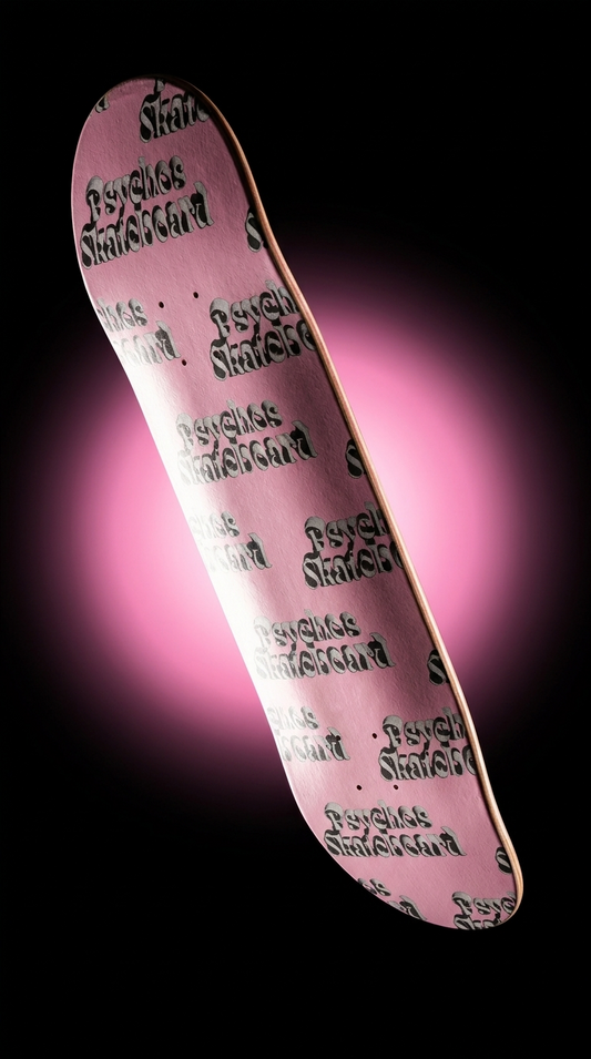 Skate completo Psychos Ola Traviesa 8.1" gráfico rosa patrón ondulado