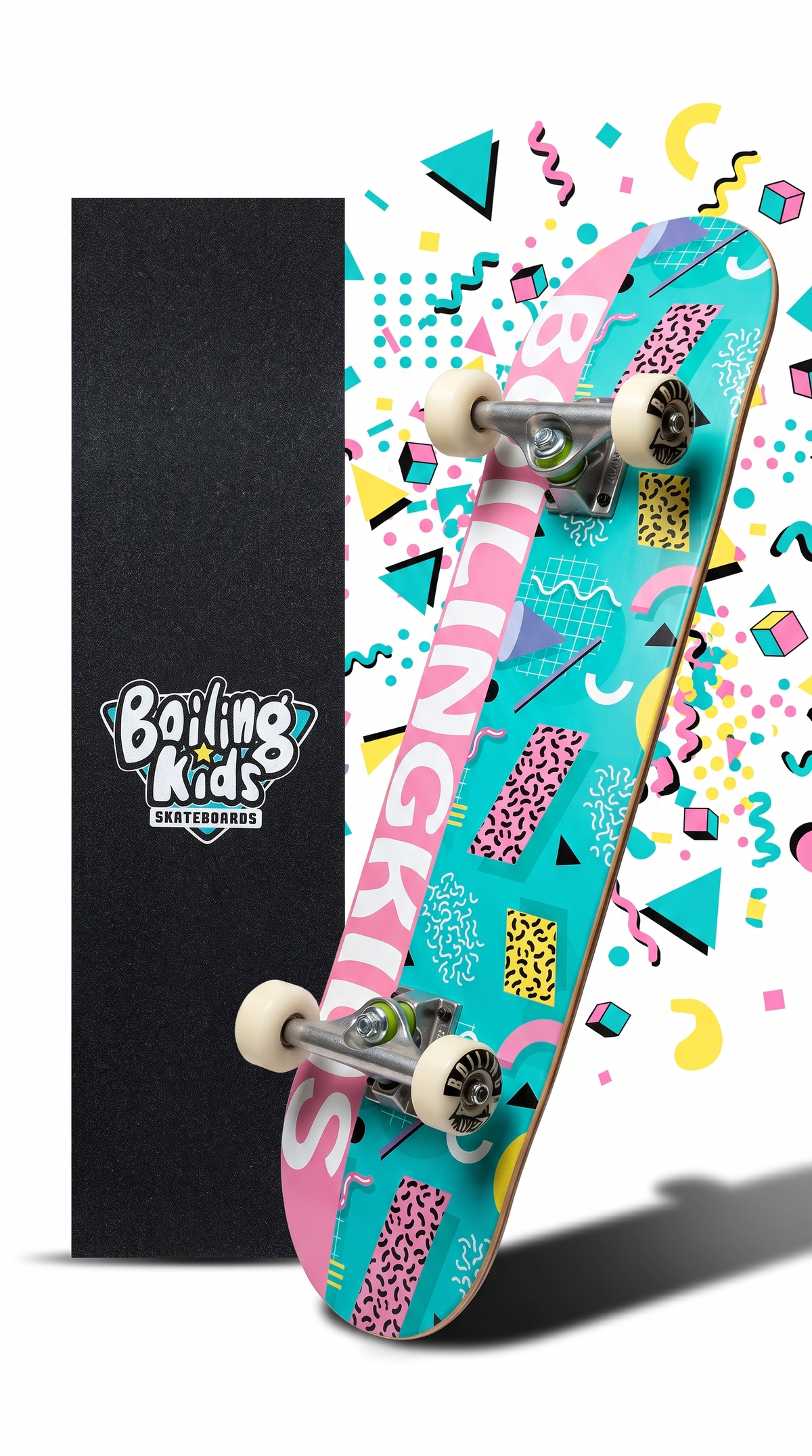 Skate completo Boiling Kids 7.25 Retro Turquesa, tabla armada con trucks y ruedas