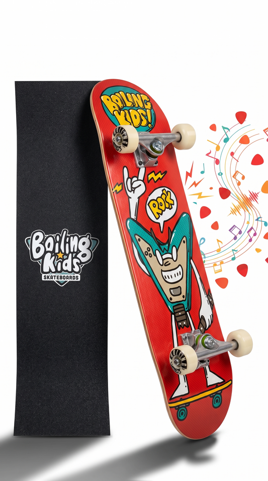 Skate completo Boiling Kids 7.25 Rocker, tabla armada con trucks y ruedas