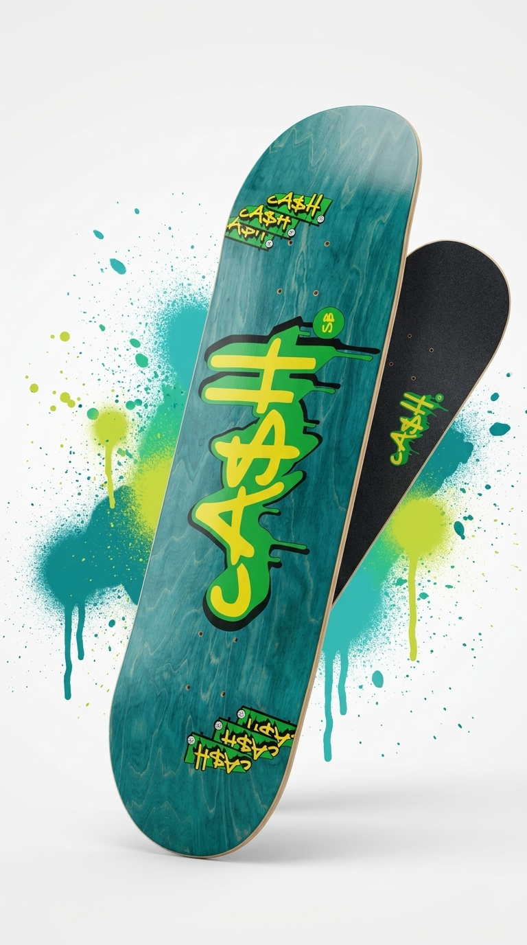 Tabla de Skate CASH Tag Verde Turquesa 8.125 con lija