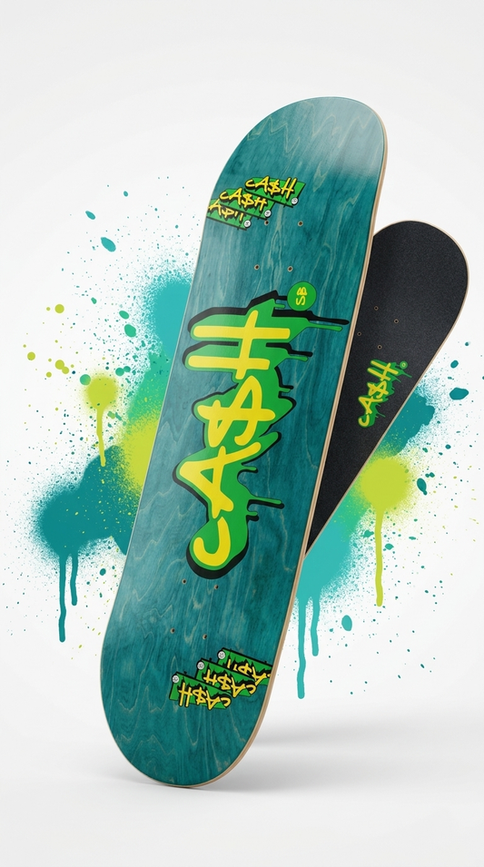 Tabla de Skate CASH Tag Verde Turquesa 8.125 con lija