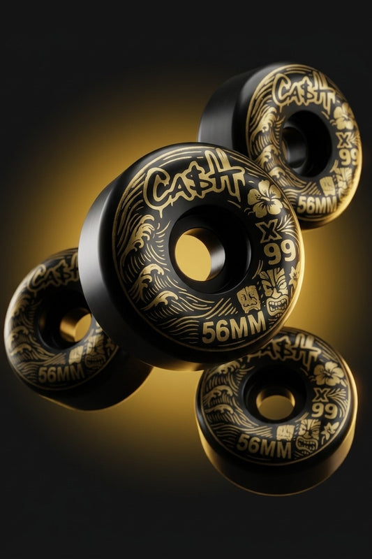 Ruedas de skate CASH TIKI Black & Gold 56mm X99 park detalle